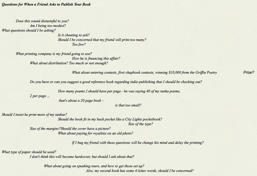 Questions for When a Friend Asks to Publish Your Book